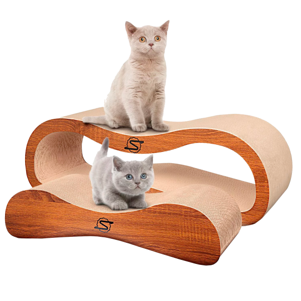 ScratchMe 2 in 1 Cat Scratcher Cardboard Lounge Bed Scratching Post with Catnip, 1-Pack