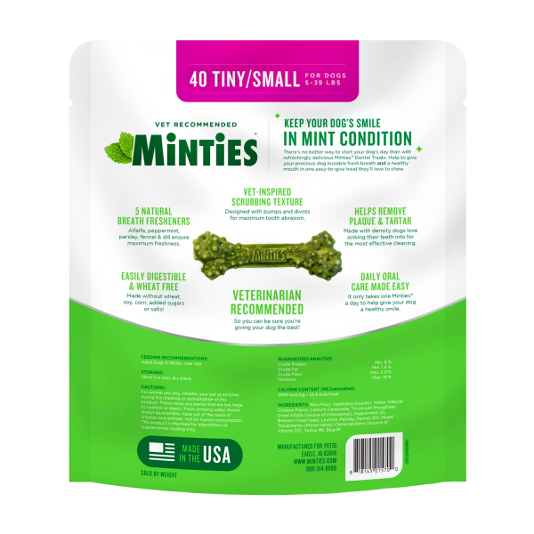 MINTIES Dog Dental Bone Treats, Dental Chews for Tiny_Small Dogs 5-39 lbs, 40 Count - Image 2