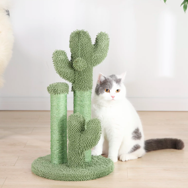 Vibrant Life Cactus 3-Arm Chenille, Sisal & Jute Cat Scratching Post with Cat Toy - Image 2