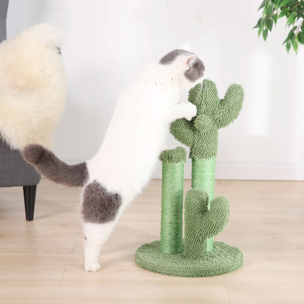 Vibrant Life Cactus 3-Arm Chenille, Sisal & Jute Cat Scratching Post with Cat Toy - Image 4