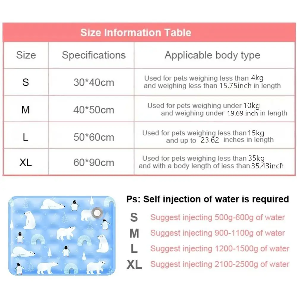 Pet Cooling Dog Mat for Cat Ice Gel Self Added Water Dog Cold Bed Mat Portable Durable Pet Ice Cushion For Small Big Dogs