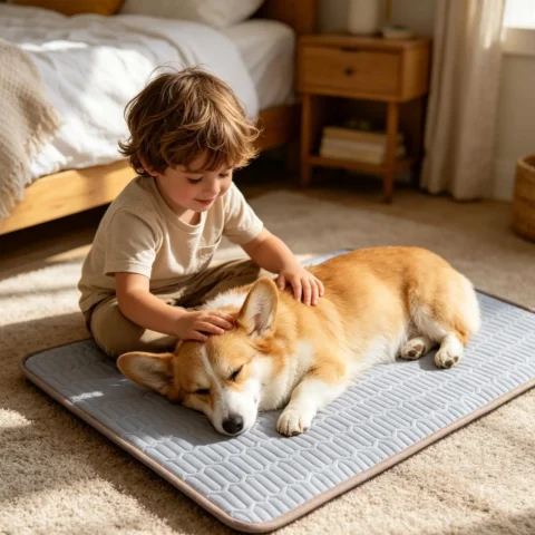 Breathable Non Slip Washable Folding Dog Cooling Mat Pet Bed for Sleep Nap Rest Relaxation Home Indoor