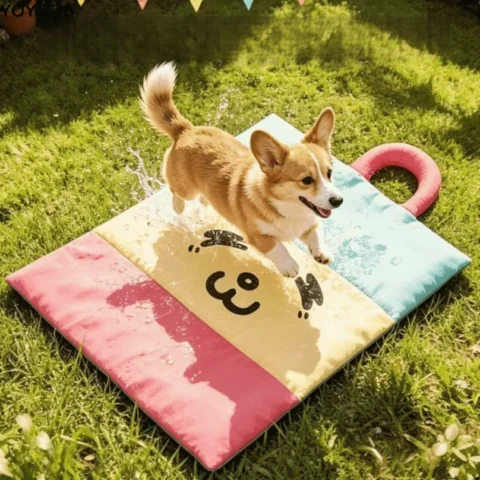 Waterproof Dog Cooling Mat Double-Sided Folding Cat Cold Bed Mat Cartoon Pattern with Handle Pet Sleeping Pad Indoor Outdoor