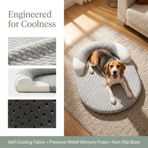 1 PCS Orthopedic Summer Breathable Cooling Dog Bed Soft Washable Multiple Sizes for Cats and Dogs, All-Season Anti-Slip Pet P