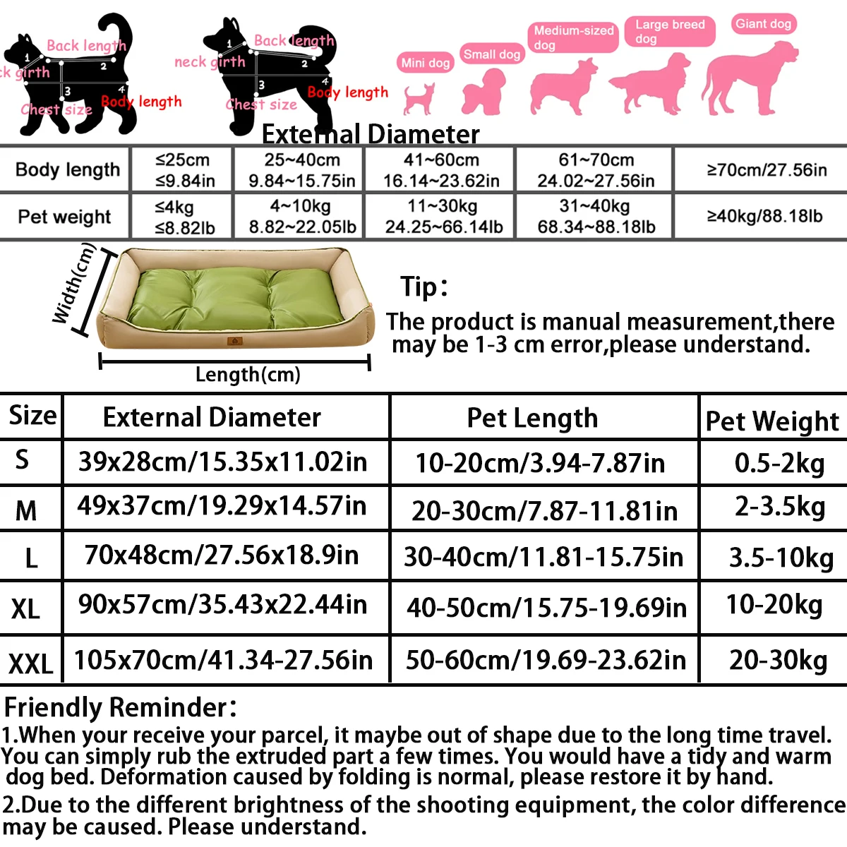 Large Dog Bed Waterproof Dog Bed for Big Dogs Summer Cooling Cat Bed Soft Sleeping Pet Mat All Seasons Puppy Mat for Chihuahu