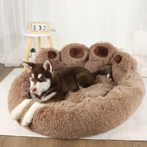 Fluffy Dog Bed Winter Warm Large Pet Products Small Sofa Baskets Pets Kennel Mat Puppy Cats Supplies Basket Blanket Accessori