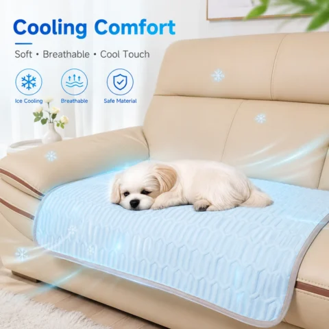 Ice Silk Cooling Pet Mat Summer Dog Cat Cooling Pad Breathable Soft Sleeping Blanket Anti-Heat Pet Bed Cushion for Small Medi