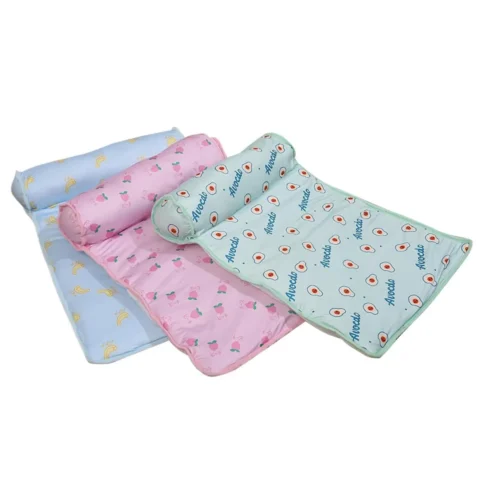 Cooling Pet Mat with Pillow, Dog Cooling Mat Ice Silk Soft Cat Cooling Bed Ice Silk Dog Bed Pet Blankets Dog Sleeping Pad