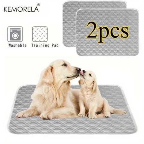 2PCS Washable Pet Training Pads - Reusable Puppy Pee Pads with Quick-Dry Surface,Leak-Proof Backing for Crate,Bed Multiple Si