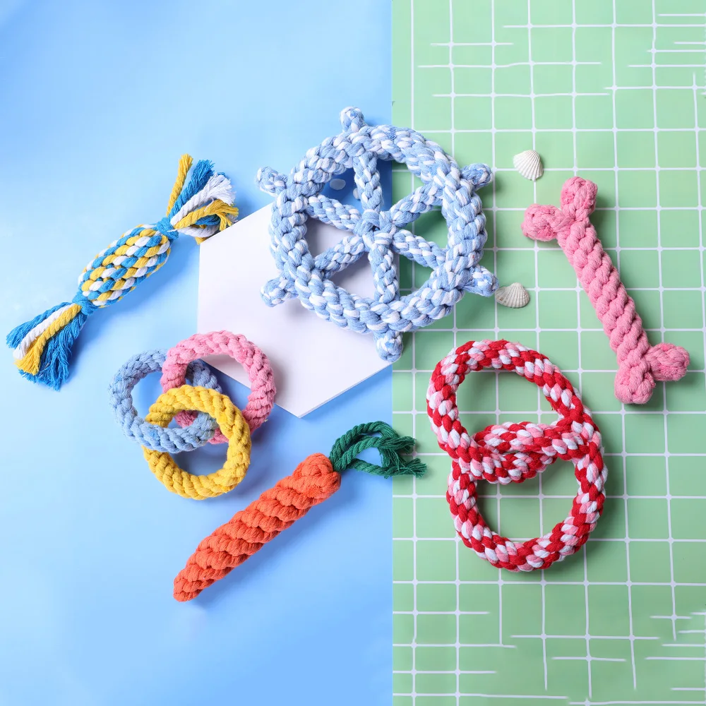 HOOPET Pets Dogs Pet Chewing Toys for Dog Outdoor Teeth Clean Pet Dog Puppy Cotton Chew Knot Braided Bone Rope Funny Tool