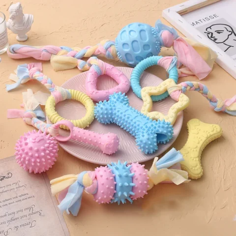 Pet Dog Toys For Small Dog Chews TPR Knot Toys Bite Resistant Molar Teeth Cleaning Dog Training Supplies Interactive Accessor