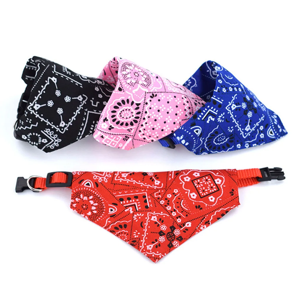 Washable Printed Cat Bow Tie Kitten Dog Scarf Adjustable Pet Cat Bandana Bib Collar Handmade Trigon Pet Supplies Cat Accessor