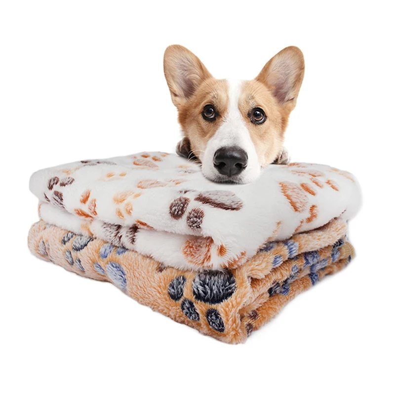Soft Pet Blanket Winter Warm Dog Cat Mat Bed Dog Paw Print Sleeping Bed Mattress Cover Cushion For Small Medium Dogs Puppy Ca