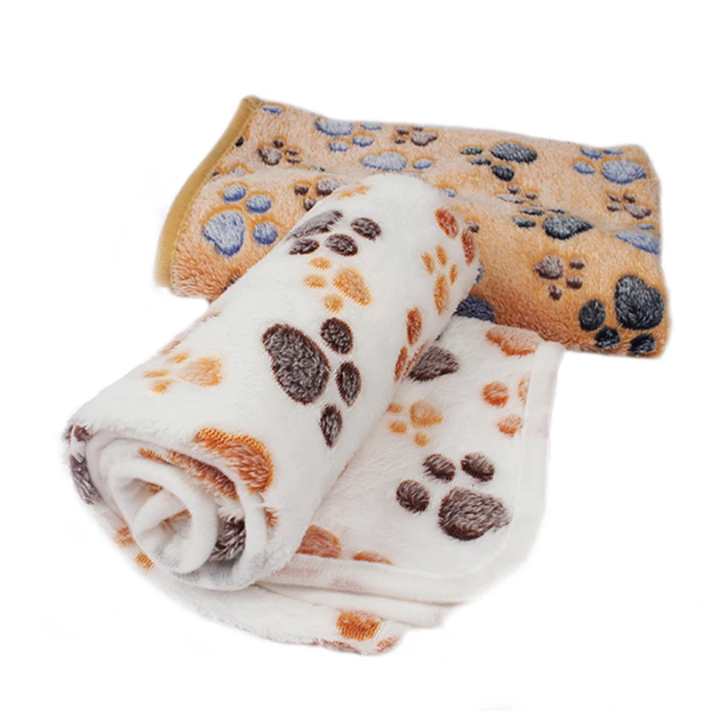Soft Pet Blanket Winter Warm Dog Cat Mat Bed Dog Paw Print Sleeping Bed Mattress Cover Cushion For Small Medium Dogs Puppy Ca