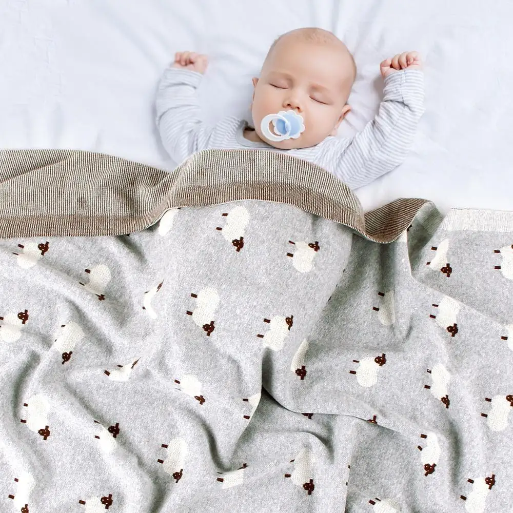 Baby Blankets Knitted Newborn Swaddle Stroller Bedding Wrap Cartoon Alpaca Infantil Boys Girls Receiving Blanket Children Qui