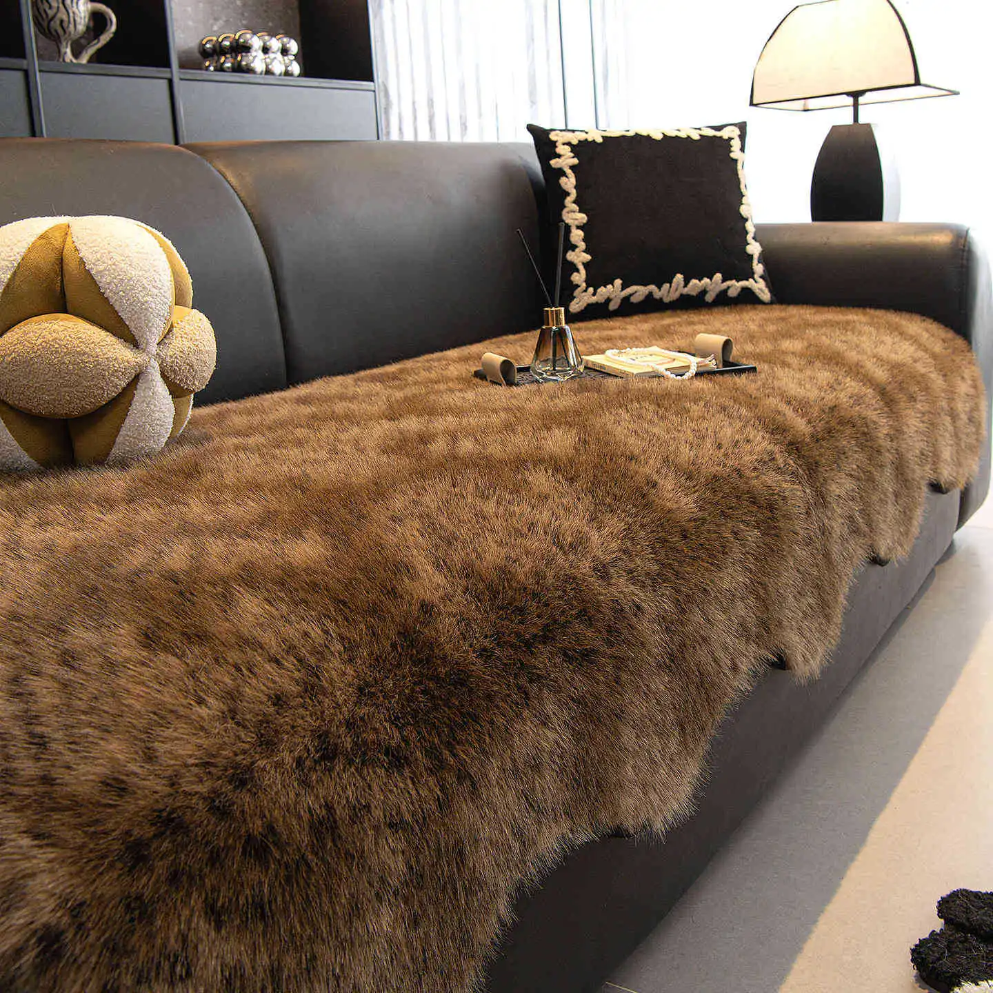 Luxury Imitation Mink Fur Sofa Cover Non-Slip Solid Color Thicken Warm Plush Sofa Towel For Living Room Couch Cover Home Decor - Image 9