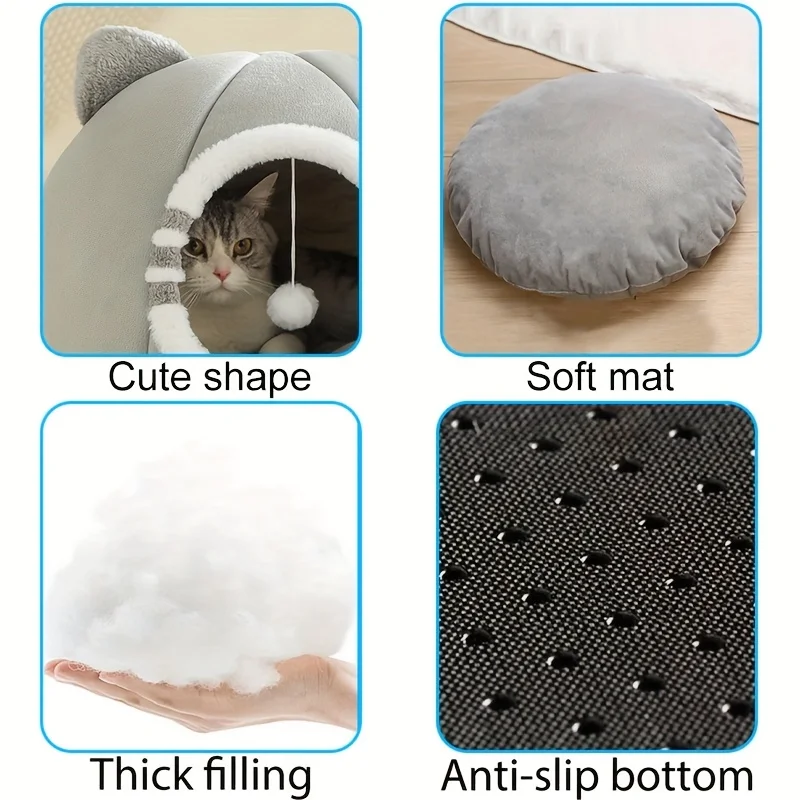 Deep Sleeping Cat Bed Cave Nest With Soft Mat Bed For Cats Pet Products Bag Sofa Pet House Dog Basket Tent Bearded Cama Pa