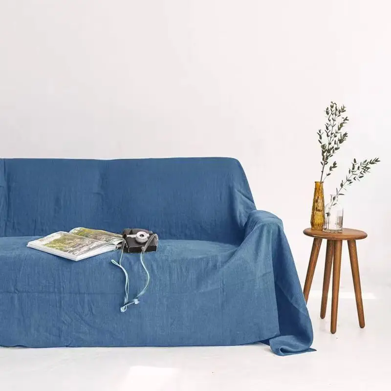 French Pure Linen 100% Fabric Pure Color Sofa Cover Cloth Sofa Towel Suitable for All Seasons Love Seat Couch Cover Summer New - Image 7