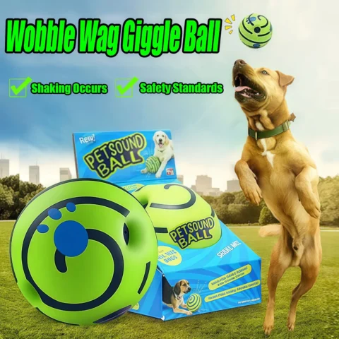 Dog Toy Wobble Wag Giggle Glow Ball Interactive Dog Attention Toy Fun Giggle Sounds Ball When Rolled or Shaken For Pet Dog Fu