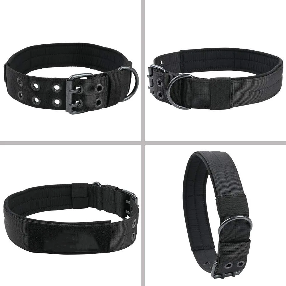 Outdoor Tactical Dog Collar Set Dog Leash Metal Buckle Breathability Nylon Adjustable Dog Collar for Training Neck Pet Produc