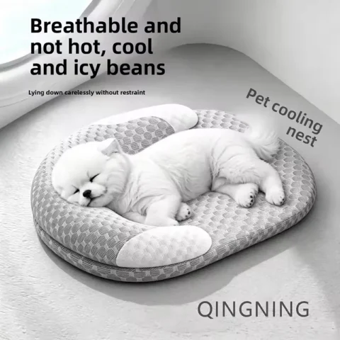 Ice Bean Summer Pet Cooling Bolster Mat Washable Removable Dog Cat Bed Four Season Cool Sleeping Mattress Indoor Sofa Floor U