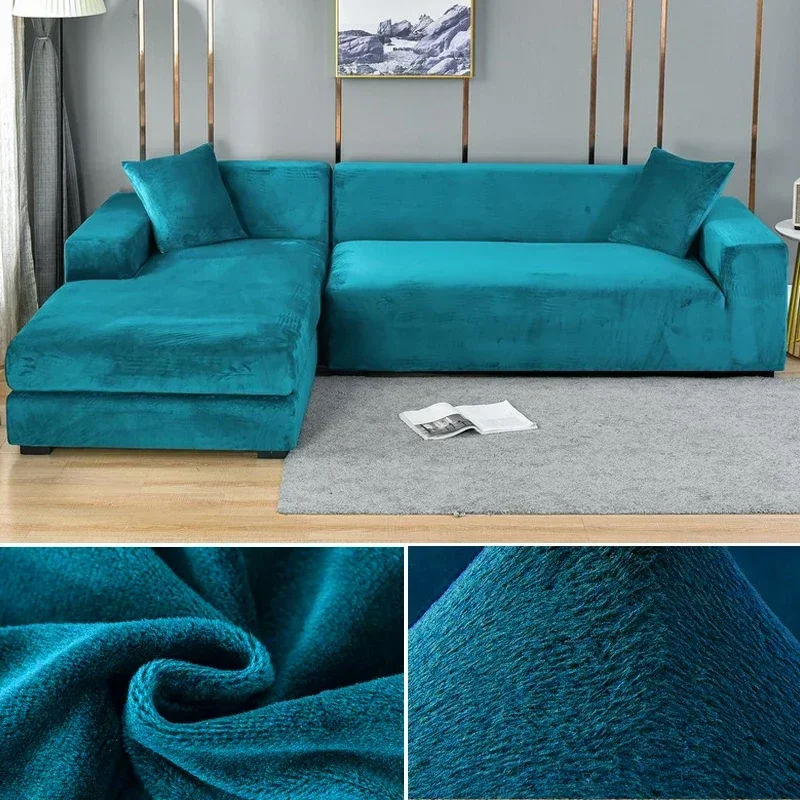 Velvet Sofa Cover Thick Elastic 1/2/3/4 Seater Sofa for Living Room Velvet Plush L Shaped Corner Sofa Cover Couch Cover - Image 24