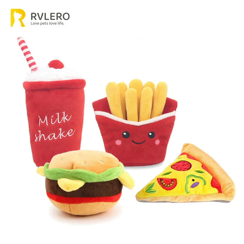 Hamburger Pet Dog Chew Safe Milkshake Funny Dog Chew Toy Comfortable Puppy Molar Toy Pizza Plush Doll Pet Supplies Accessories - Image 9