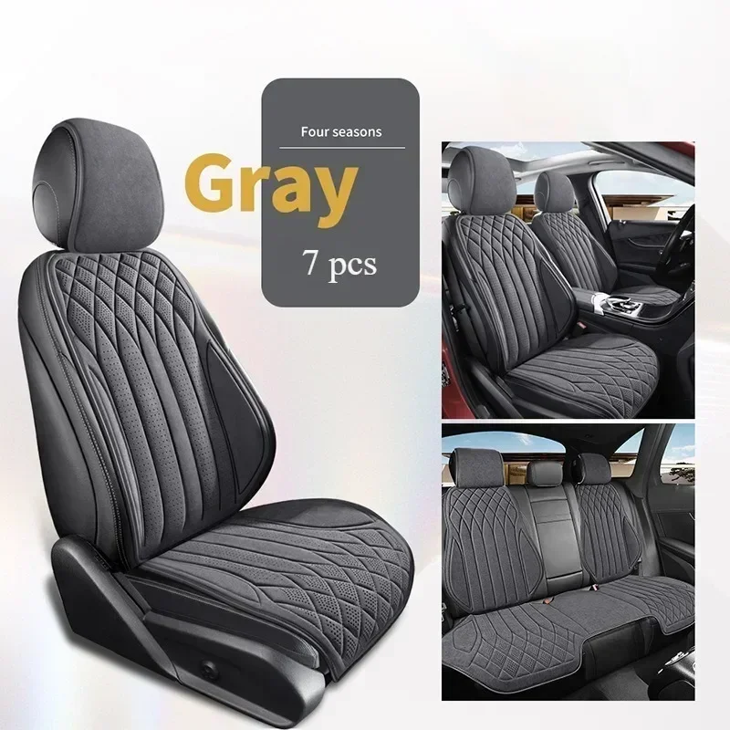 Universal Car Seat Covers,Soft Suede Fabric in Elegant Diamond Pattern,Breathable Car Seat Cushions for All Seasons,Full Set - Image 9