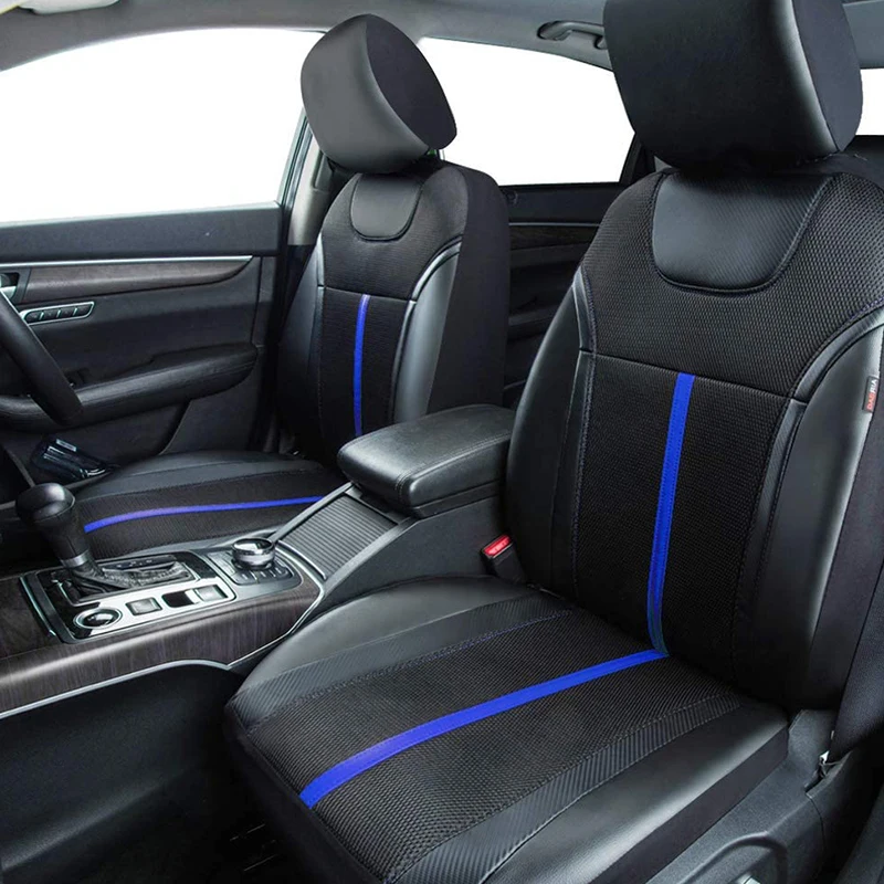 AUTOKING Sporty Carbon Leather Universal Car Seat Cover with Zipper Design Fit for Suvs, Vans, Sedans, Trucks Airbag Compatib