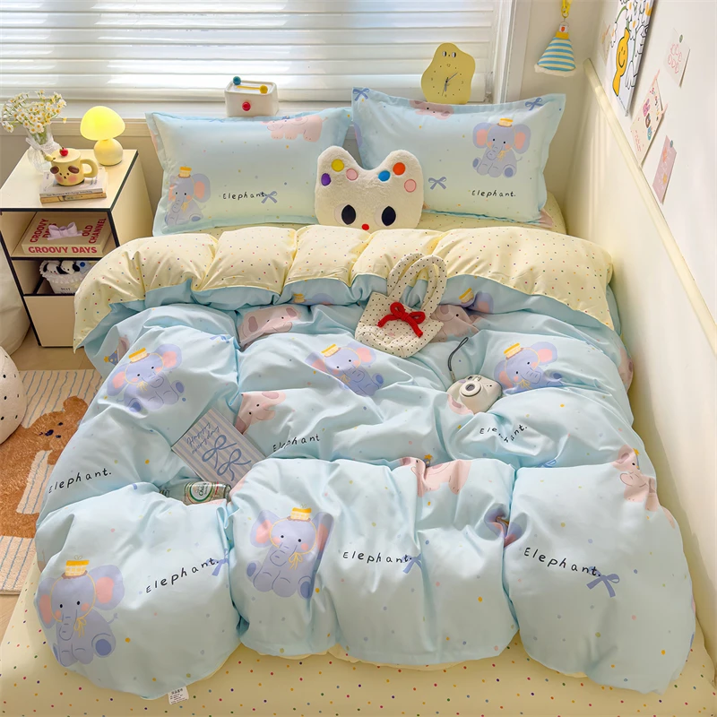 New Cute Stars Printed Bedding Set 4/3/1 Pcs Skin-friedly Breathable Duvet Covers Comfortable Durable Single Double Quilt Cover - Image 12