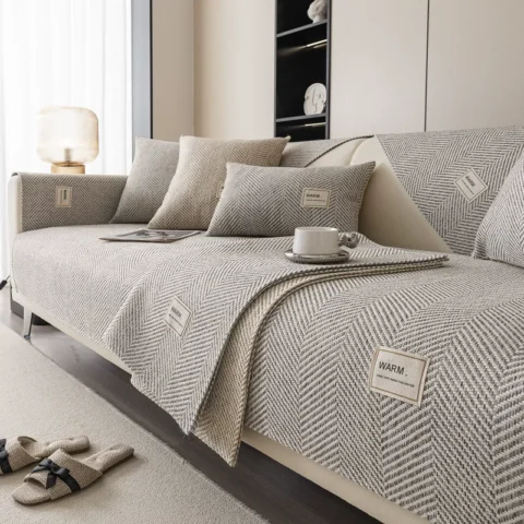 Sofa cushion 2025 new style imitation cotton and linen all-season anti-slip cross-border sofa cover full-cover sofa scarf
