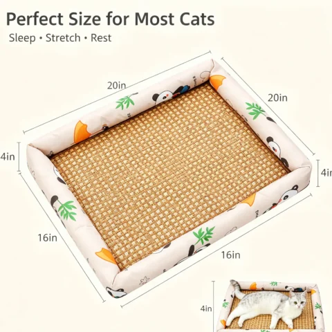 Comfortable Summer Small Cat Cooling Mat Moistureproof Medium Dog Sleeping Bed Cushion Rattan Mat Pet Puppy Accessories