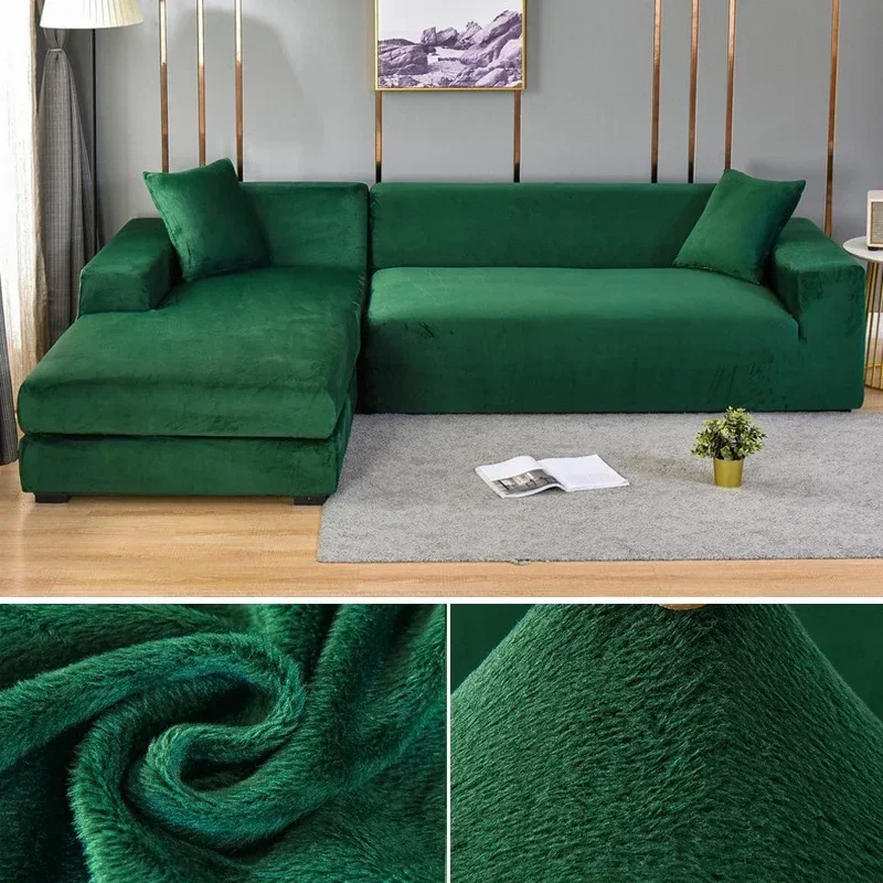 Velvet Sofa Cover Thick Elastic 1/2/3/4 Seater Sofa for Living Room Velvet Plush L Shaped Corner Sofa Cover Couch Cover - Image 10