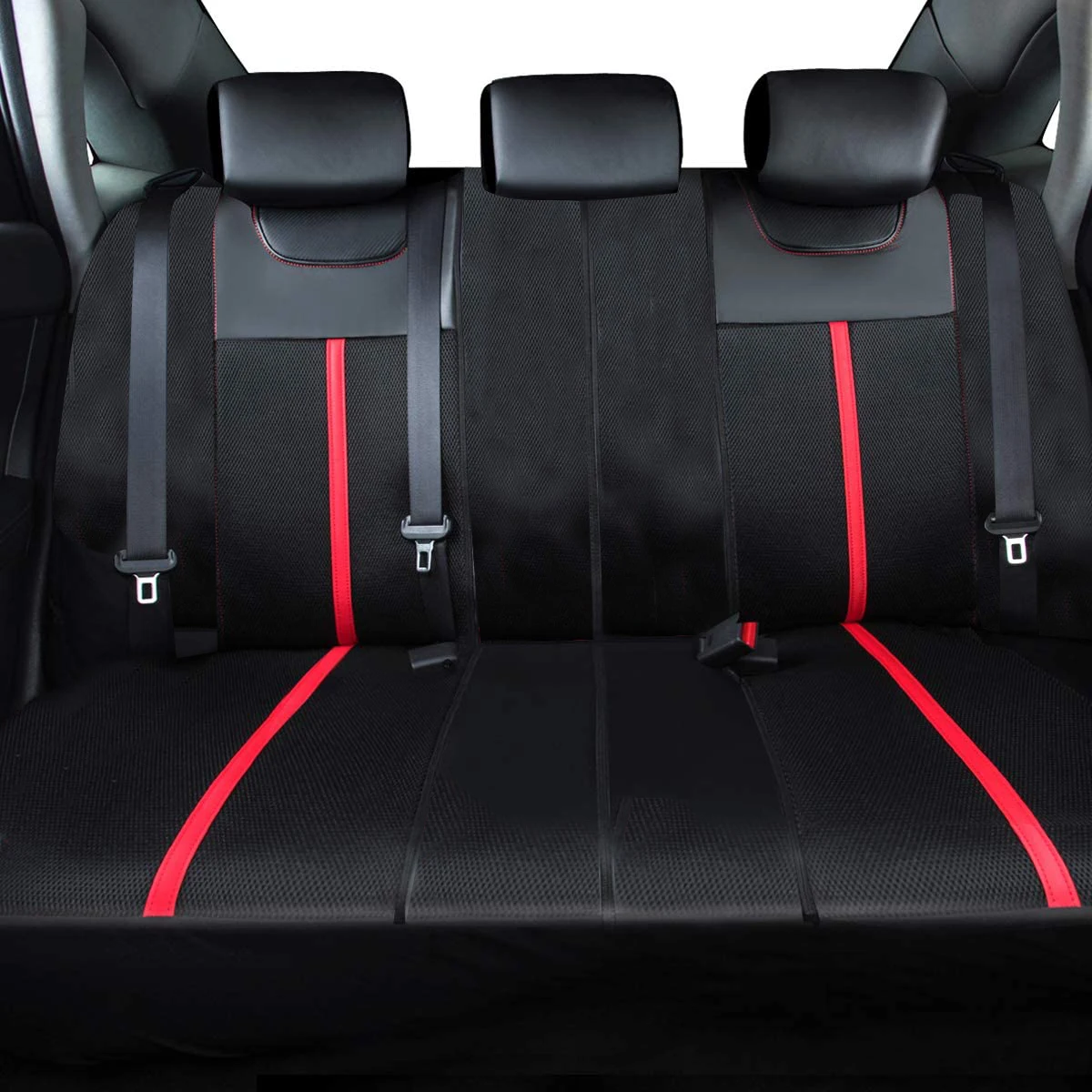 AUTOKING Sporty Carbon Leather Universal Car Seat Cover with Zipper Design Fit for Suvs, Vans, Sedans, Trucks Airbag Compatib