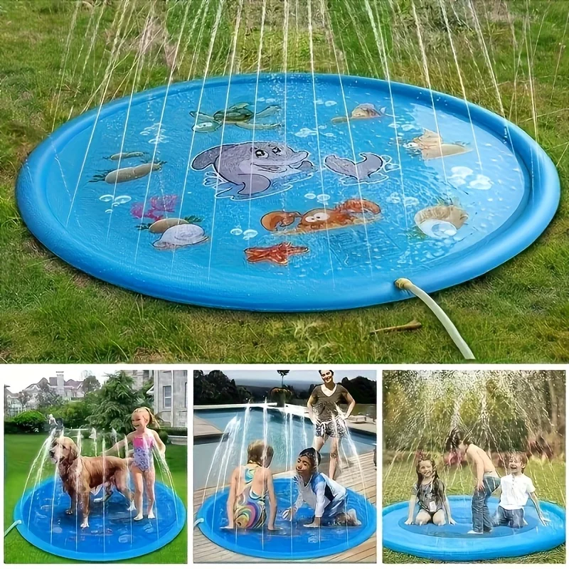 Heavy-duty Outdoor Pet Bath Basin with Water Spray Function - Anti-slip Dog Water Play Cooling, water spraying, and ice cooli