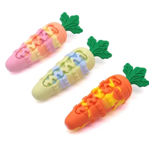 Suolado Silicone Carrot Dog Toy Squeaky Molar Teething Indestructible Interactive Pet Toy For Dogs Puppies Dog Accessories
