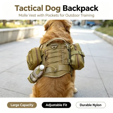 Dog Tactical Bags Set Molle Pouches Belt Attaching on Harness Sticker Military Dog Training Bags for Large Dogs Accessories