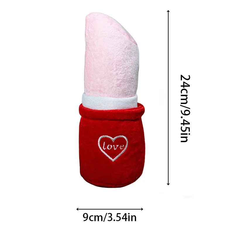 Lipstick Shaped Plush Squeaky Dog Toy Interactive Chew Plaything for Puppy Small Medium Dogs Pet Supplies