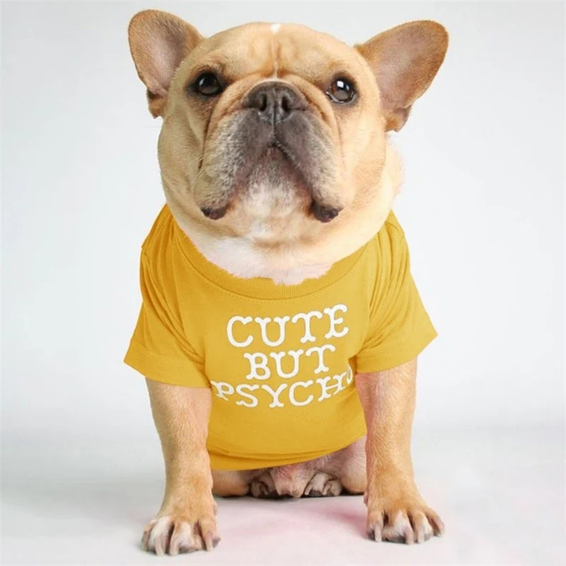Spring Summer Pet Dog Clothes Round Neck T-shirt for Small Dogs French Bulldog Shiba Inu Puppy Pullovers Letter Print Vest - Image 15