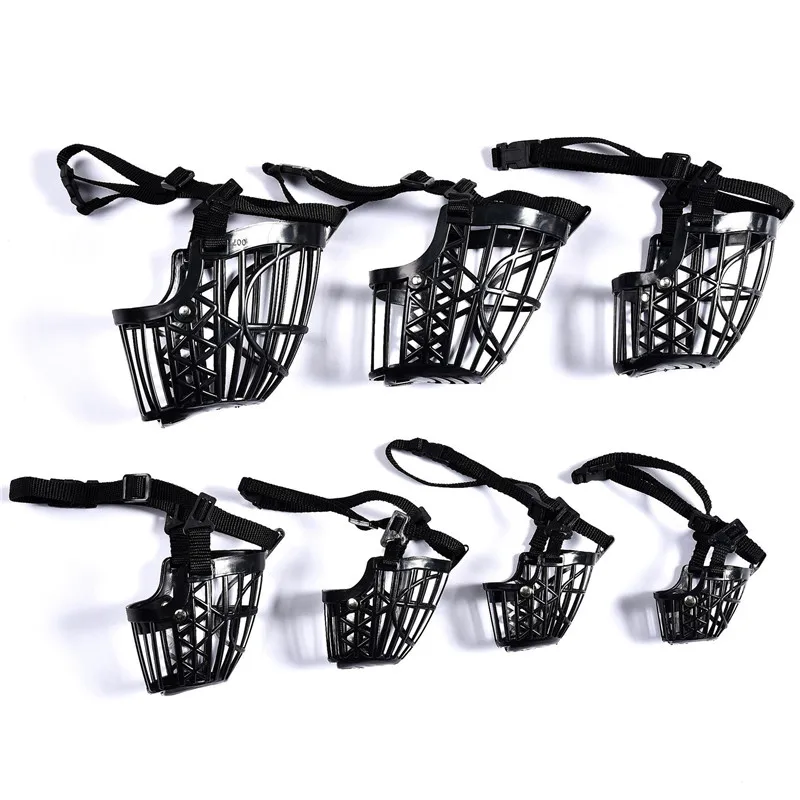 New Breathable 1Pcs No Bite Basket Pet Supplies Adjustable Muzzle Cages PE Dog Muzzle Cage Black Mouth Mesh Cover Dog Collar