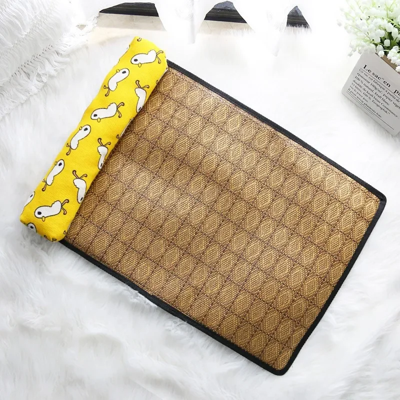 Cat Natural Cooling Mat Summer Pet Self Cooling Pad Cat Bed Mat For Dogs Indoor Rattan Weave Mat Sleeping Cat Bed - Image 11