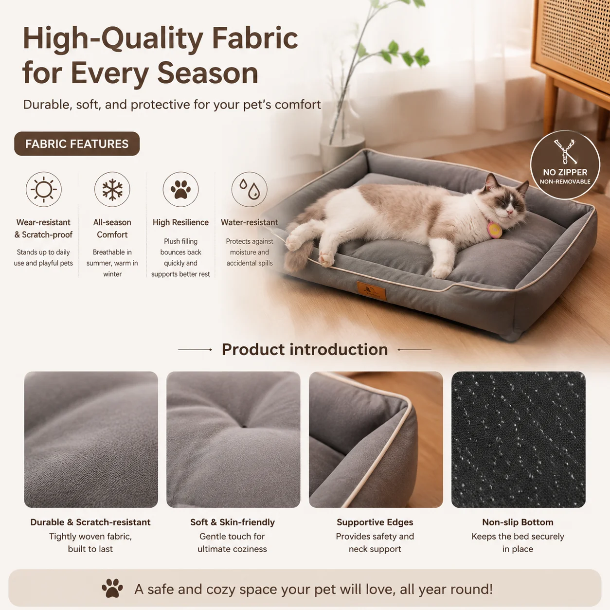 Dog Bed for Large Dog Mattress Four Season Square Bite-resistant Cat Bed Soft Thickened Dog Bed Waterproof Sofa Pet House
