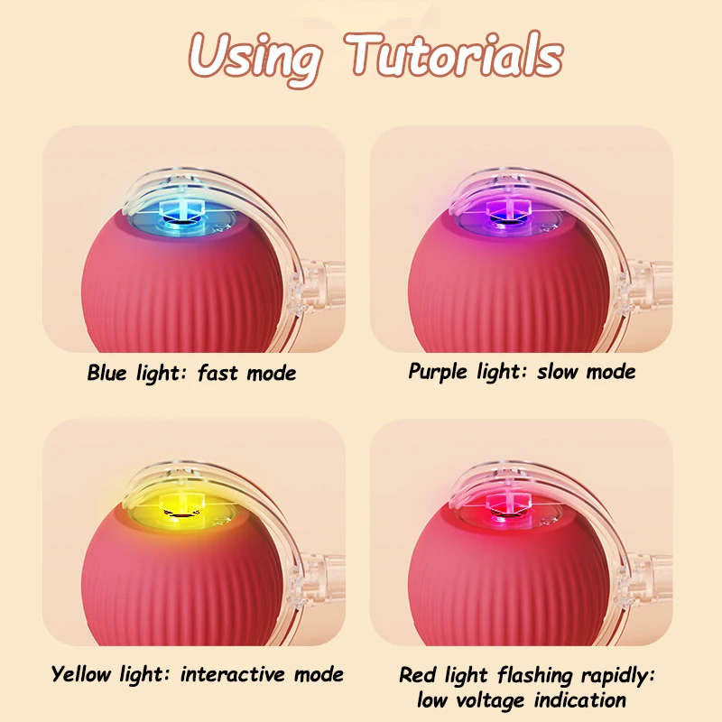 New Cat Interactive Ball Toy Automatic Rolling Ball Faux Tail Rechargeable Smart Pet Electric Toy Dog Cat Training Imitate Mo