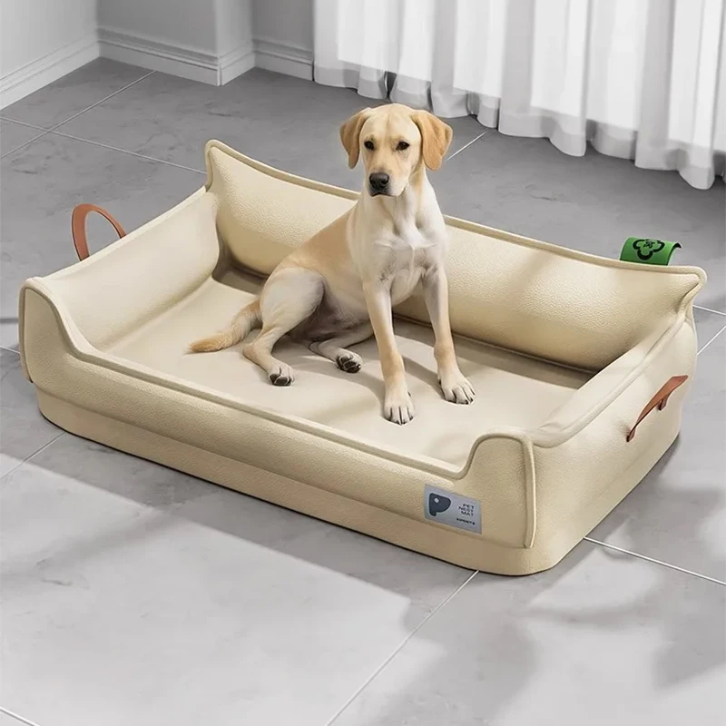 Orthopedic Leather Dog Bed Sofa – Detachable Rectangle Pet Bed with Non-Slip Bottom, Waterproof and Machine Washable for Ulti