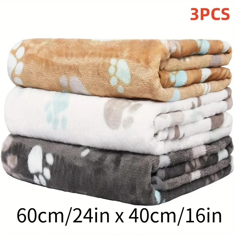 3PCS Soft Flannel Fleece Cat Dog Blanket Bed Mats Paw Foot Print Warm Pet Blanket Sleeping Beds Cover Mat For Pets Supplies - Image 8