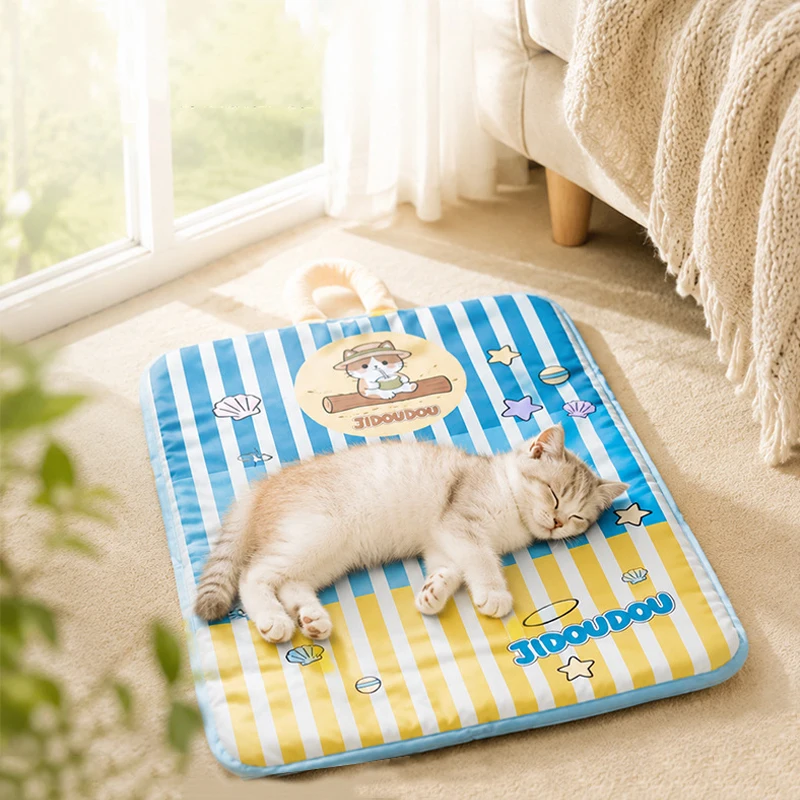 Summer Pet Mat, Foldable, Washable Sleeping Mat, Moisture-Proof Cat and Dog Bed, Suitable for Small and Medium-Sized Pets
