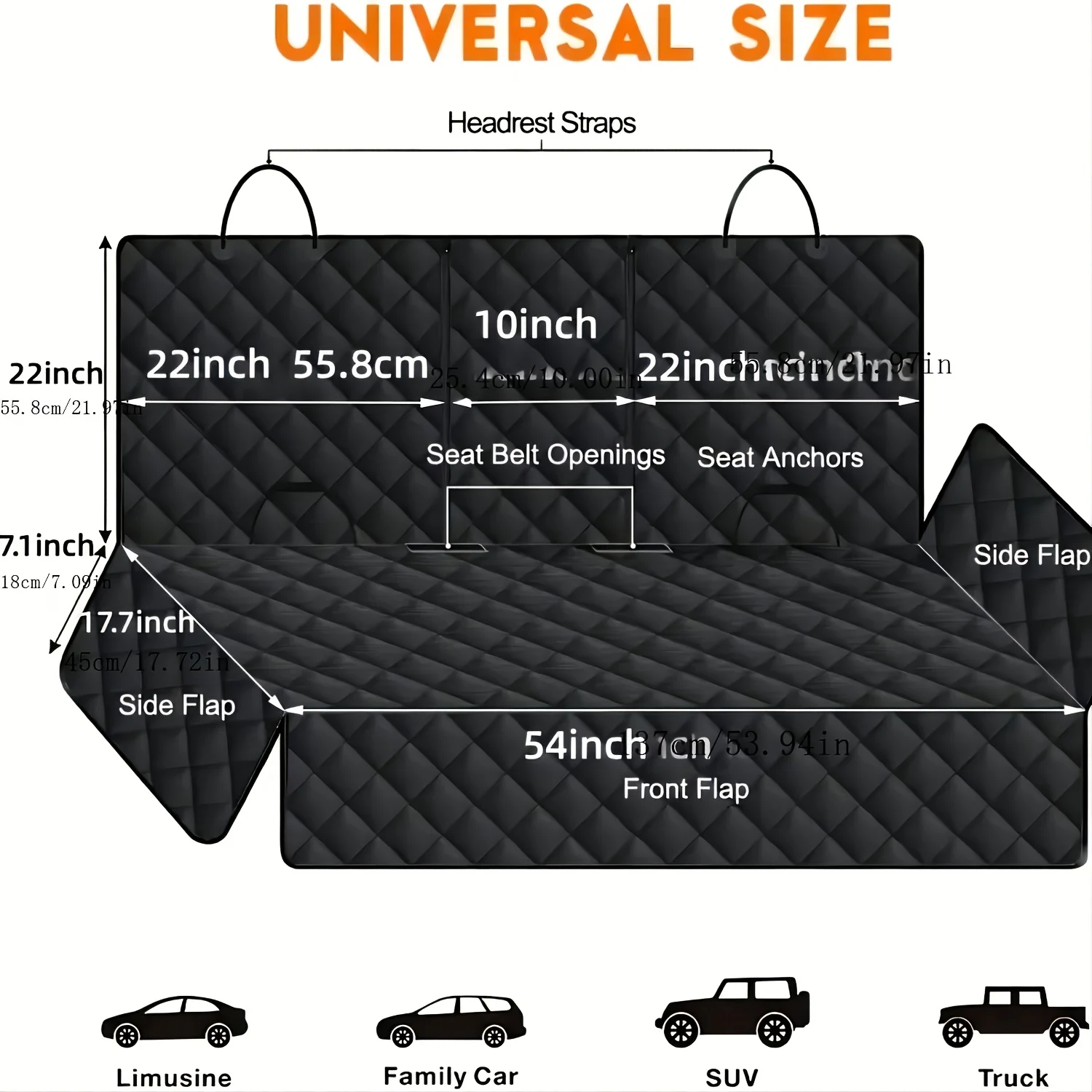 Premium Dog Seat Cover – Anti-Scratch, Anti-Slip, Washable, Armrest Compatible. Protect fur & mud!