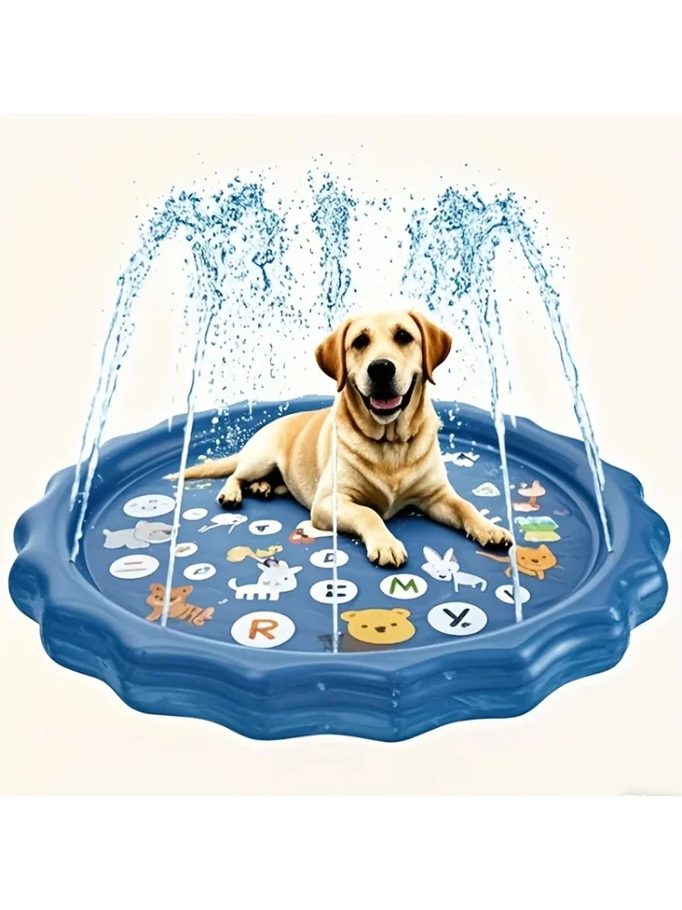 Heavy-duty Outdoor Pet Bath Basin with Water Spray Function - Anti-slip Dog Water Play Cooling, water spraying, and ice cooli