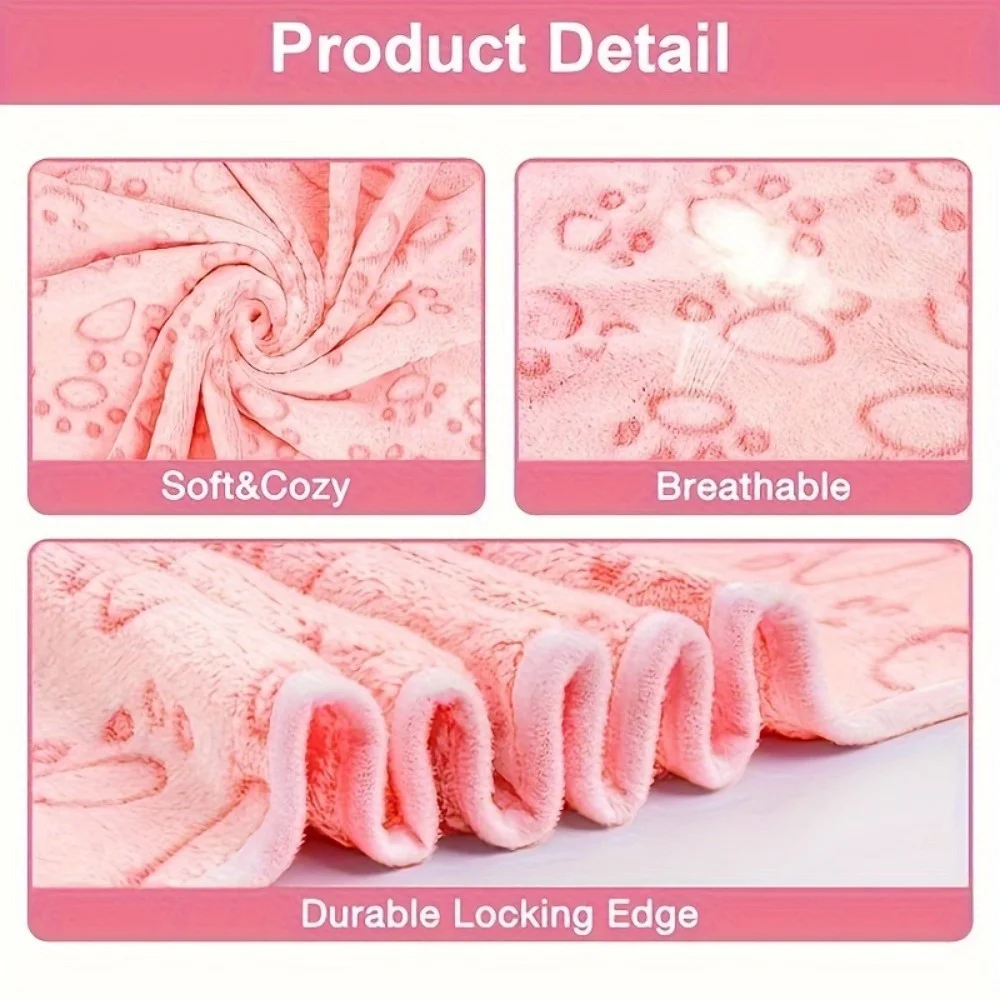 1PC Soft Flannel Fleece Cat Dog Blanket Bed Mats Paw Foot Print Warm Pet Blanket Sleeping Beds Cover Mat For Pets Supplies