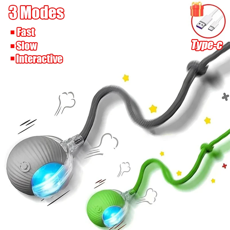 New Cat Interactive Ball Toy Automatic Rolling Ball Faux Tail Rechargeable Smart Pet Electric Toy Dog Cat Training Imitate Mouse - Image 14